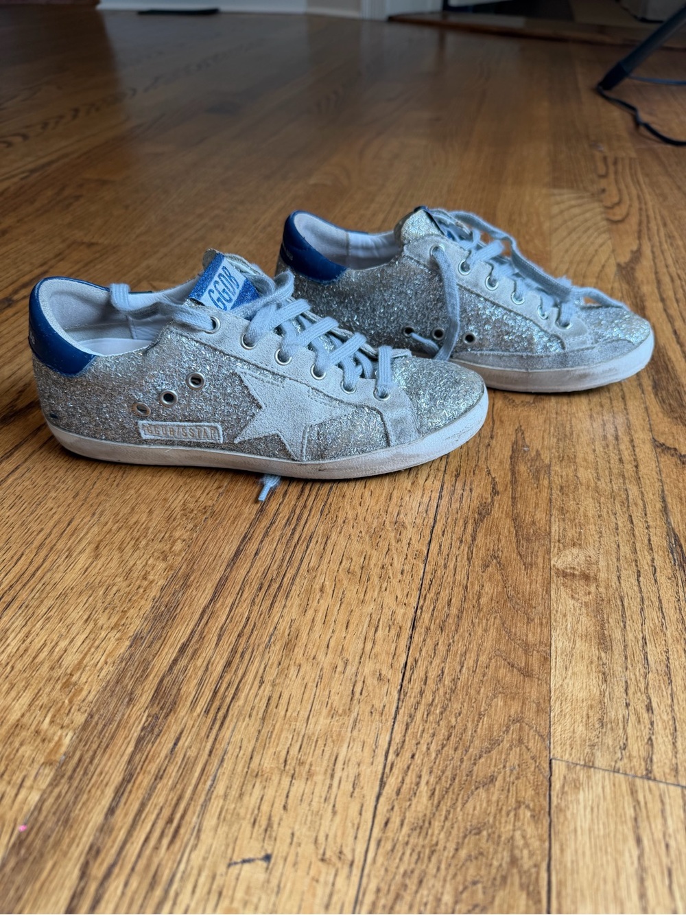 Authentic Golden Goose Silver Glitter Superstar Shoes. - Picture 2 of 10